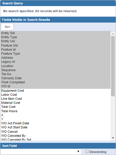 Search for a Work Order Entity